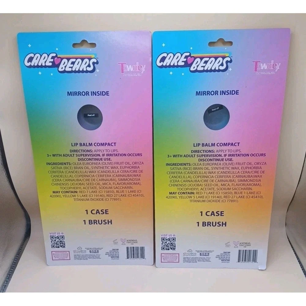 Care Bears Flavored Lip Balm Set In Case Vegan Lot Of 2 Birthday Party Favors